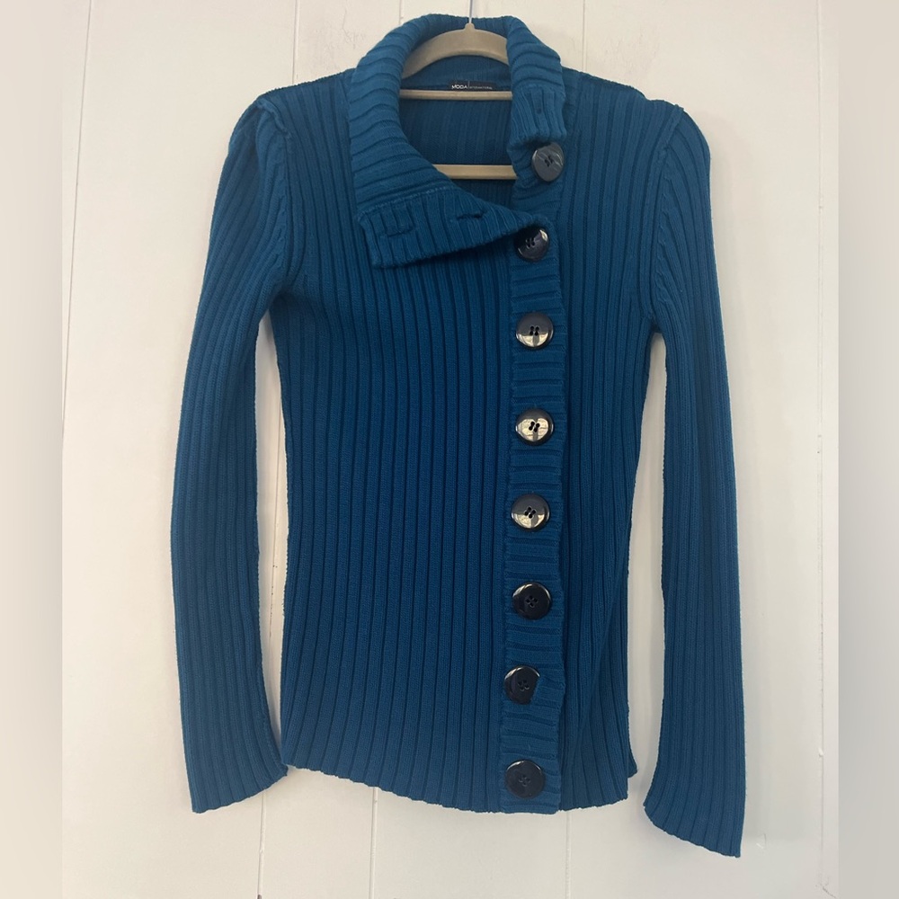 Y2K Victoria’s Secret’s Moda International Teal Mock Button Teal Sweater Small